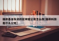 雄岸基金投资的区块链公司怎么样[雄岸科技是什么公司]