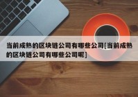 当前成熟的区块链公司有哪些公司[当前成熟的区块链公司有哪些公司呢]